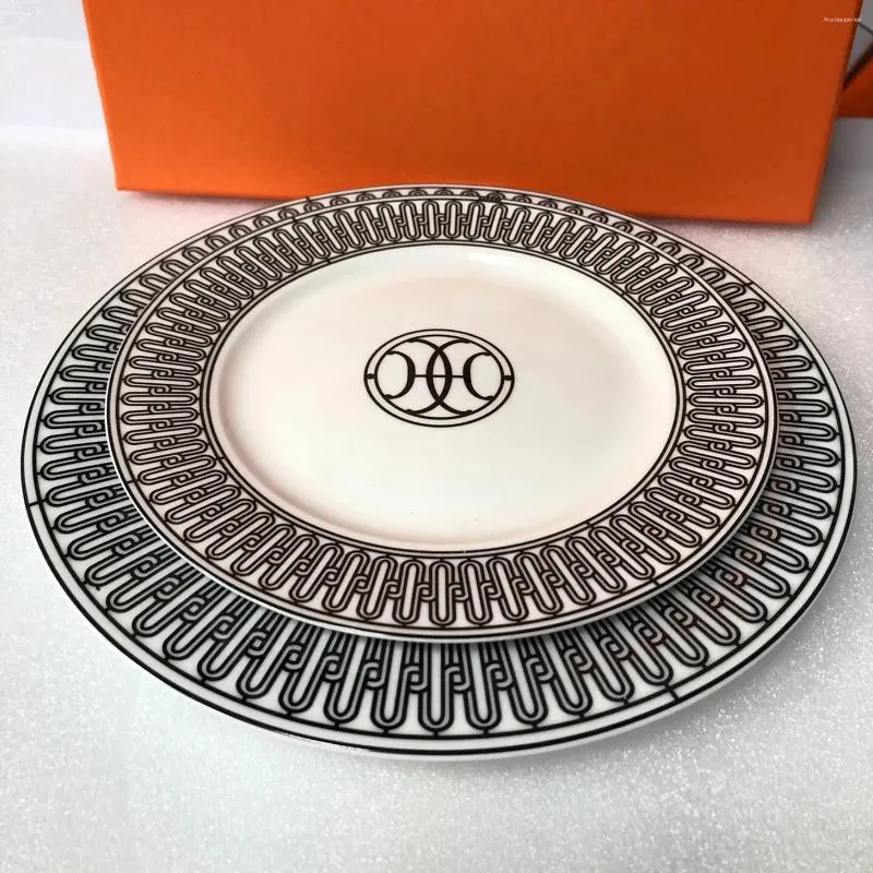 Classic European Mosaic Set Bone Porcelain Salad Dressing Ceramic Steak Plate Afternoon Party Gift Box