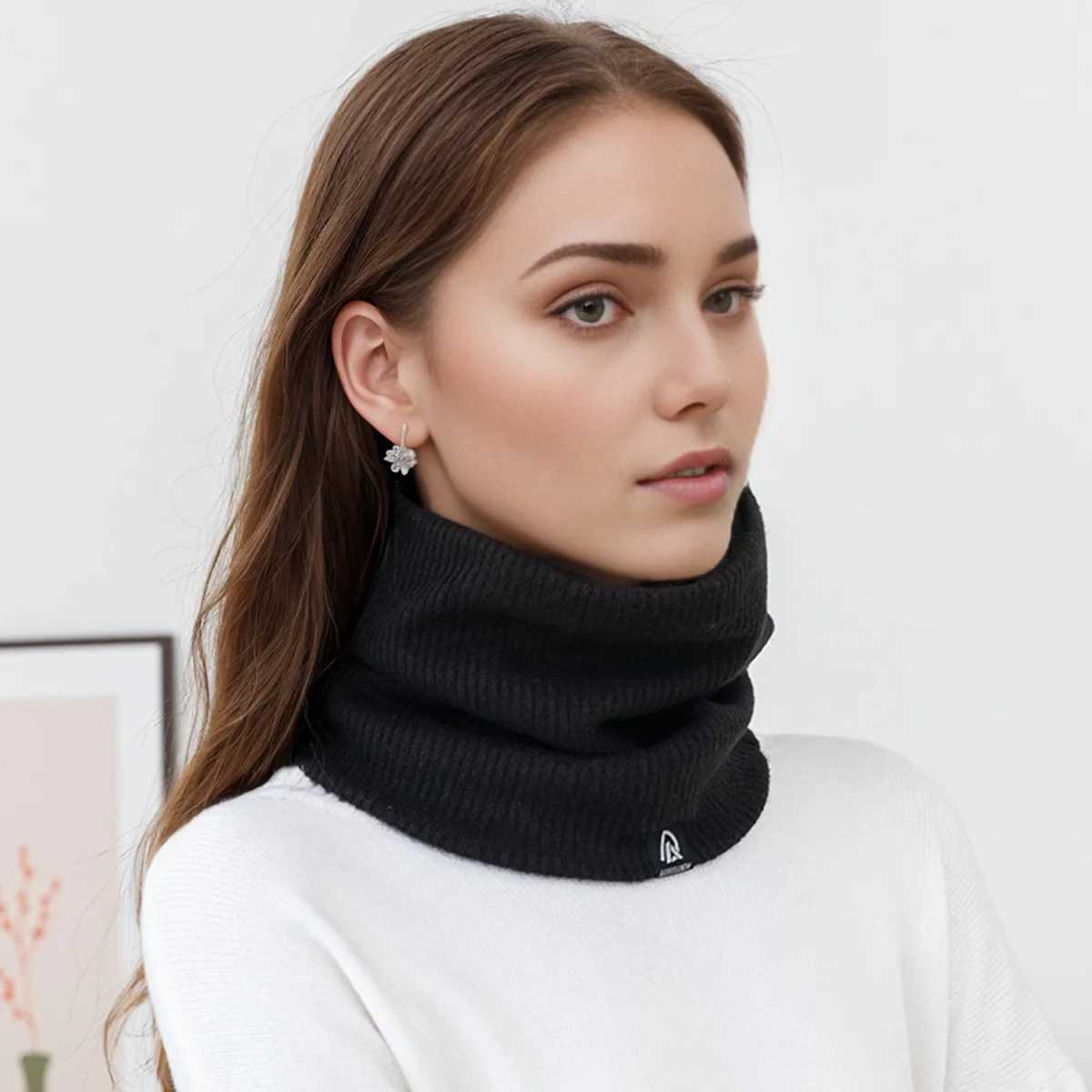 Winter neck with velvet scarf of the same style for men and women warm riding neck wool sleeve knitted cervical protectionX241029