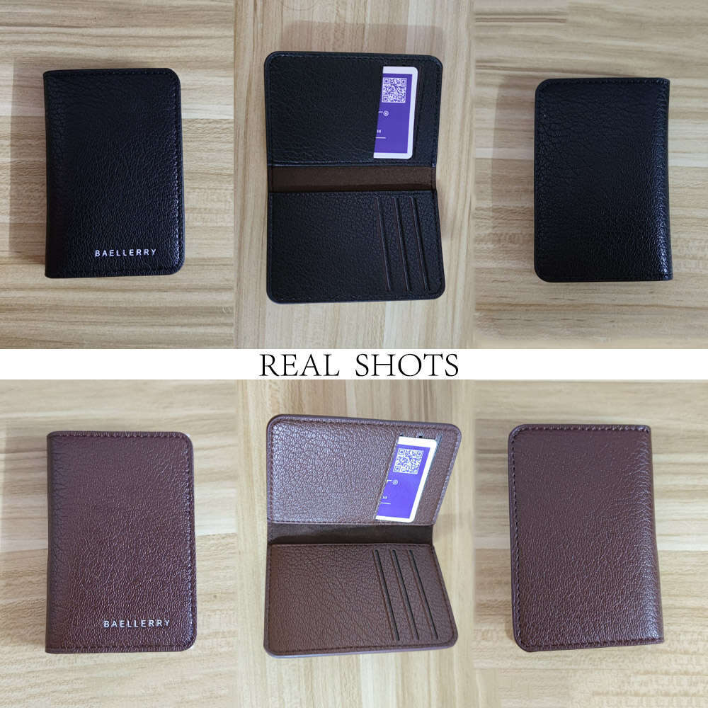 Baellerry Slim Compact Holder Soft Leather Mini Credit Holders Wallet for Men Small ID Card Case Cardholder