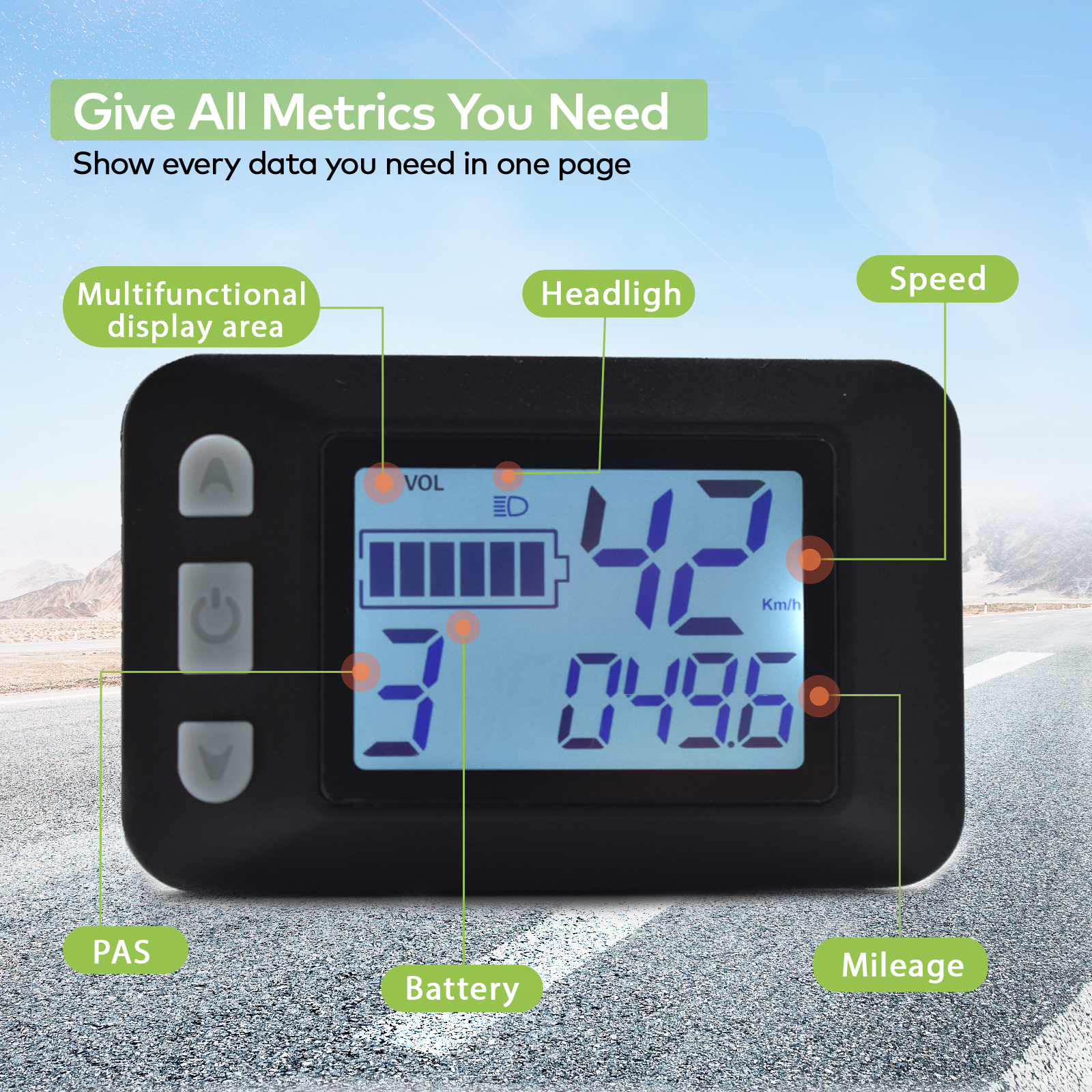 P9 LCD Display Dashboard LCD Display Meter LCD Screen 24V 36V 48V 60V Electric Bike Meter For Electric Scooter