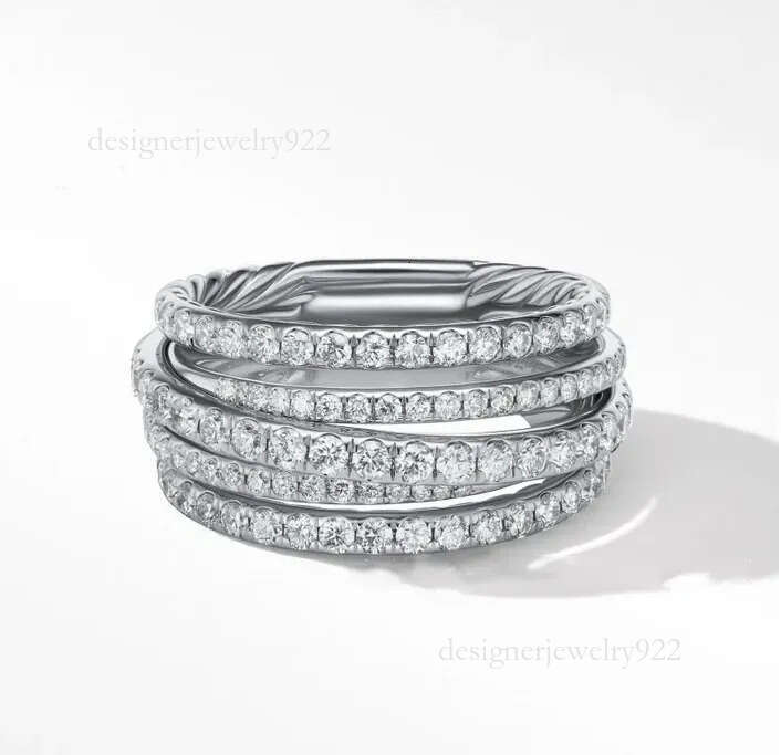 Vintage Sier Twisted for Men Women with Dia Designer Jewelry Couple Birthday Gift Engagement Ring