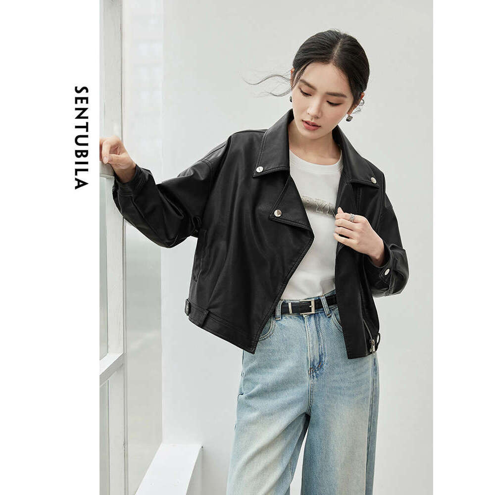 Solid Pu Faux Jackets For Women 2024 Autumn Winter Long Sleeve Short Leather Coats Woman Outerwear W43g56293