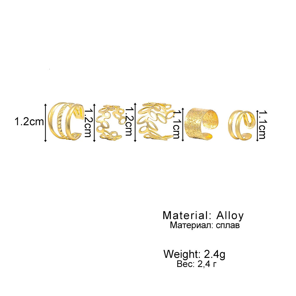 IFKM Gold Color Leaves Ear Cuff Black NonPiercing Clip Earrings for Women Men Cartilage Earring Jewelry Wholesale 241030