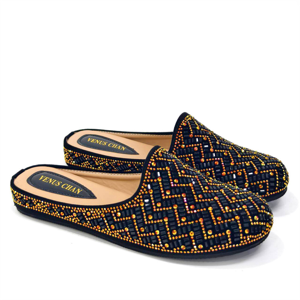 Half slippers rhinestone shoes bar shaped rhinestone pressure drill comfortable low heel 3CM