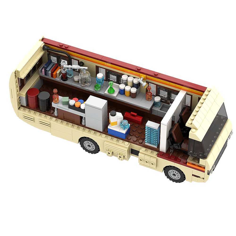 Gobricks MOC Classic Movie Breaking Bad Car Building Blocks Kit Walter White Pinkman Cooking Lab RV Vehicle Model Toys For GiftsXJ241029