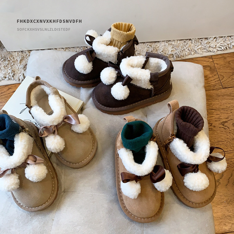 Children's Winter Snow Boots with Wool Plush ing, Anti-Slip, Keep Warm, Sizes 21-35