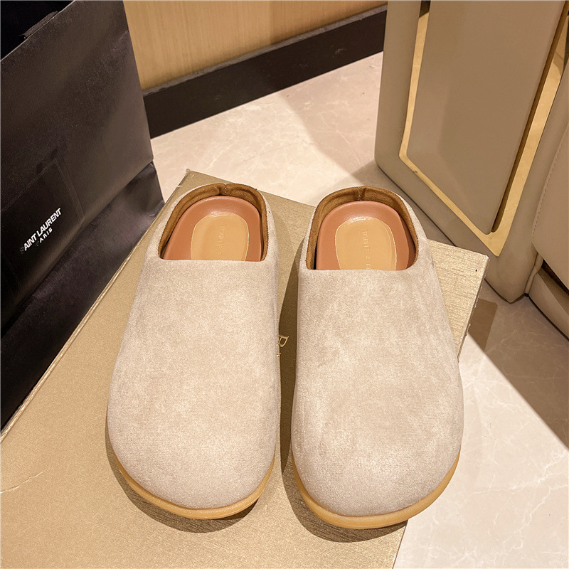2024 Summer New Fashionable Shoes for Women, Flat Casual, Off Slip Half Slippers