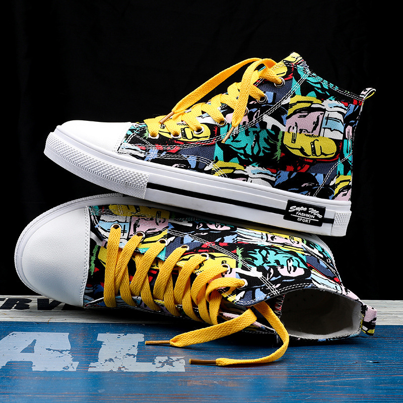Men Women Casual Shoes Canvas Fashionable Shoes Hip hop Lace Up Low-top Board Walking Shoes