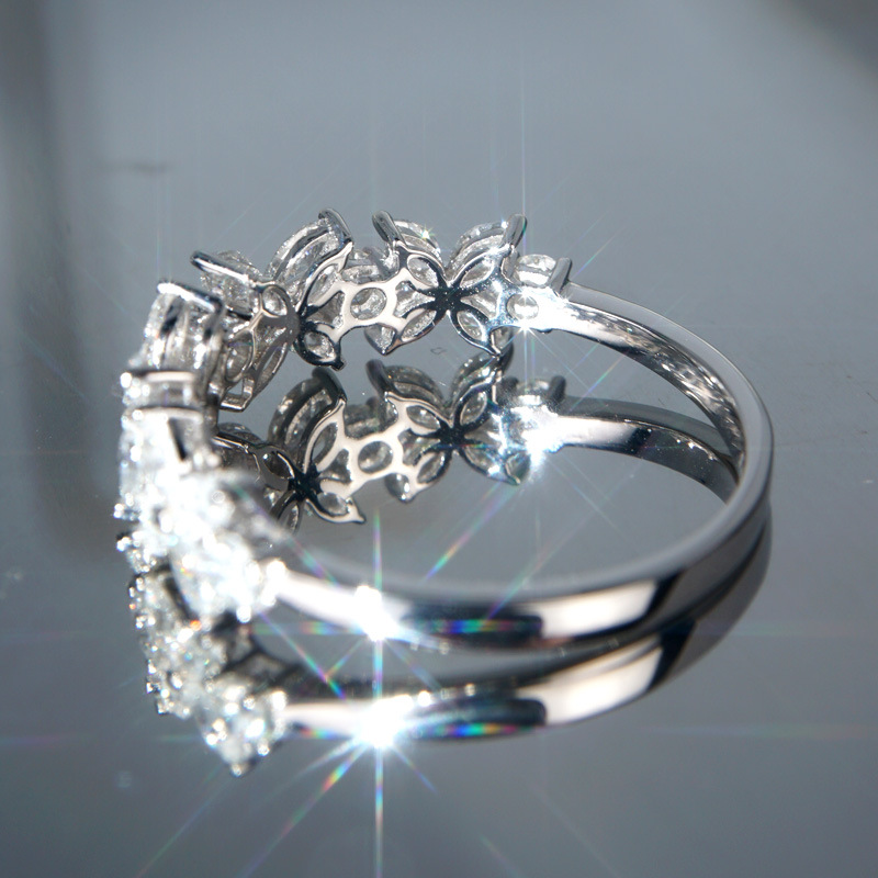 Solitaire ring 925 Sterling Silver Cluster ring female flower diamond wedding party pinky ring platinum ring luxury jewelry