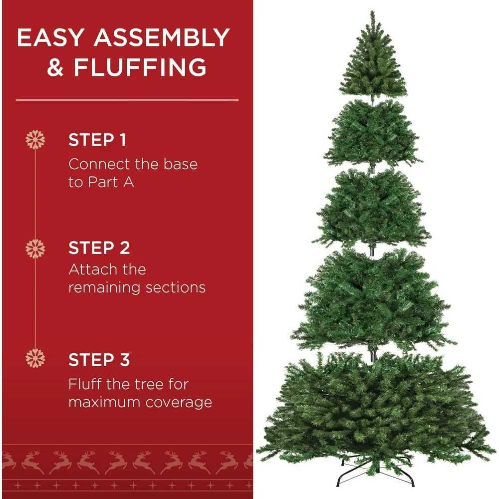 12ft Pre-Lit Spruce Artificial Holiday Christmas Tree for Home Decoration w/ 1300 Incandescent Lights 4188 Branch TipsXJ241026