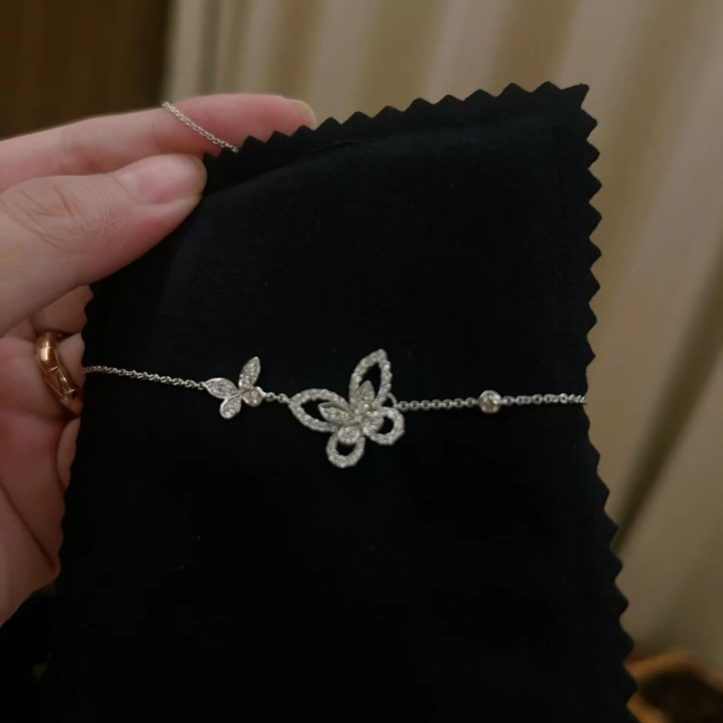 Classic Sweet Butterfly Necklace Women's Full-Diamond 18K Gold Collar Necklace Girl Luxury Jewelry Gift for Formal Events Daily Outfit Career-Rel