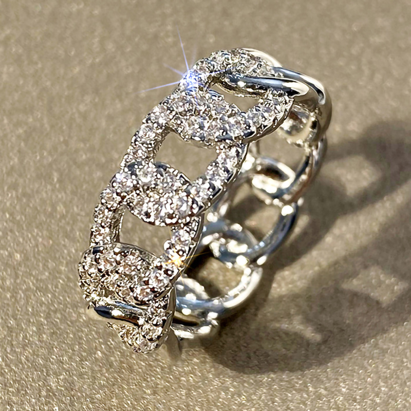 Sterg Sier Gold Fill Pave White Sapphire CZ Dia Cross Ring for Women