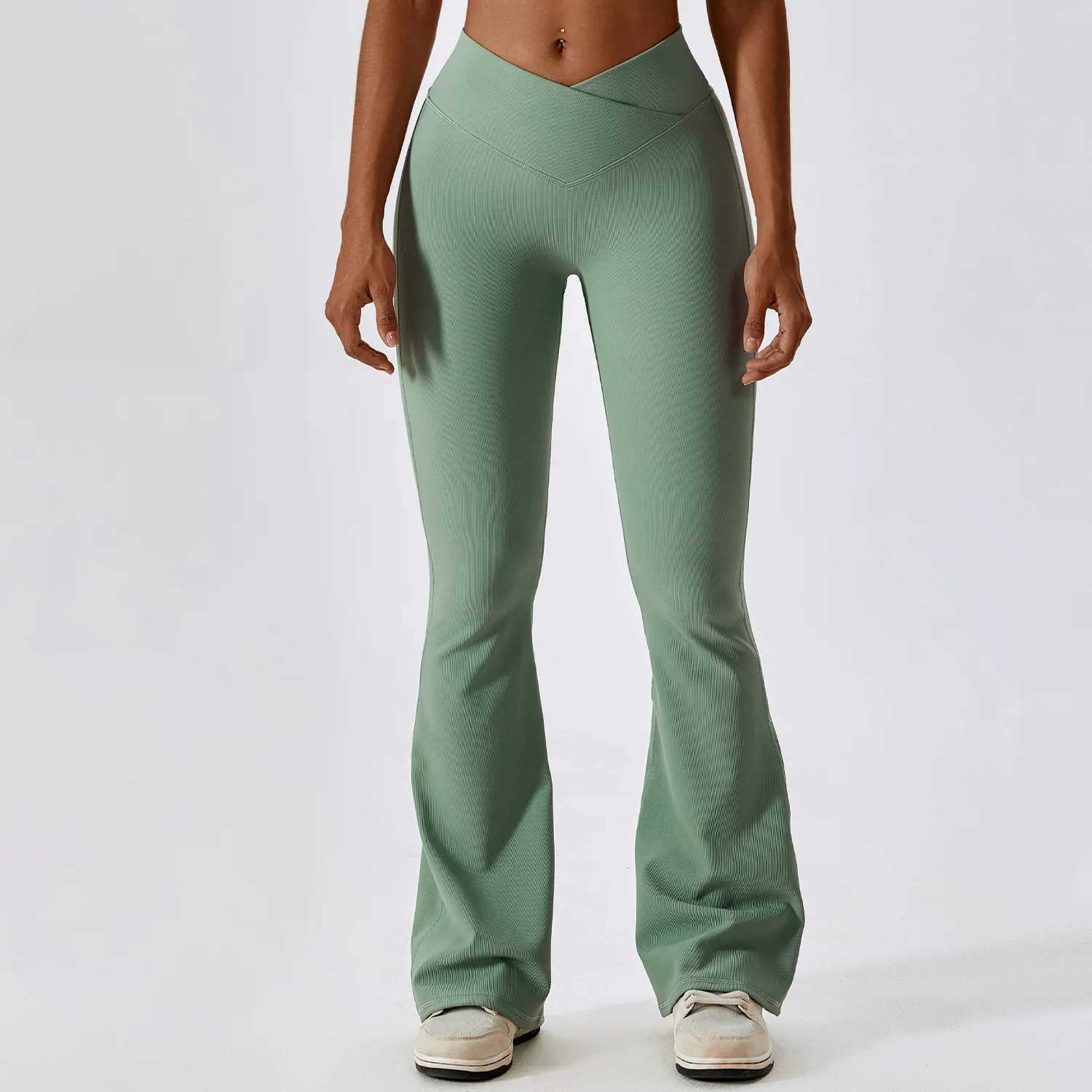 Flare Legging Yoga Pants Womens High Waist Wide Leg Pants Womens Fitness Gym Exercise Flame Pants Latin Dance Trouser W250326