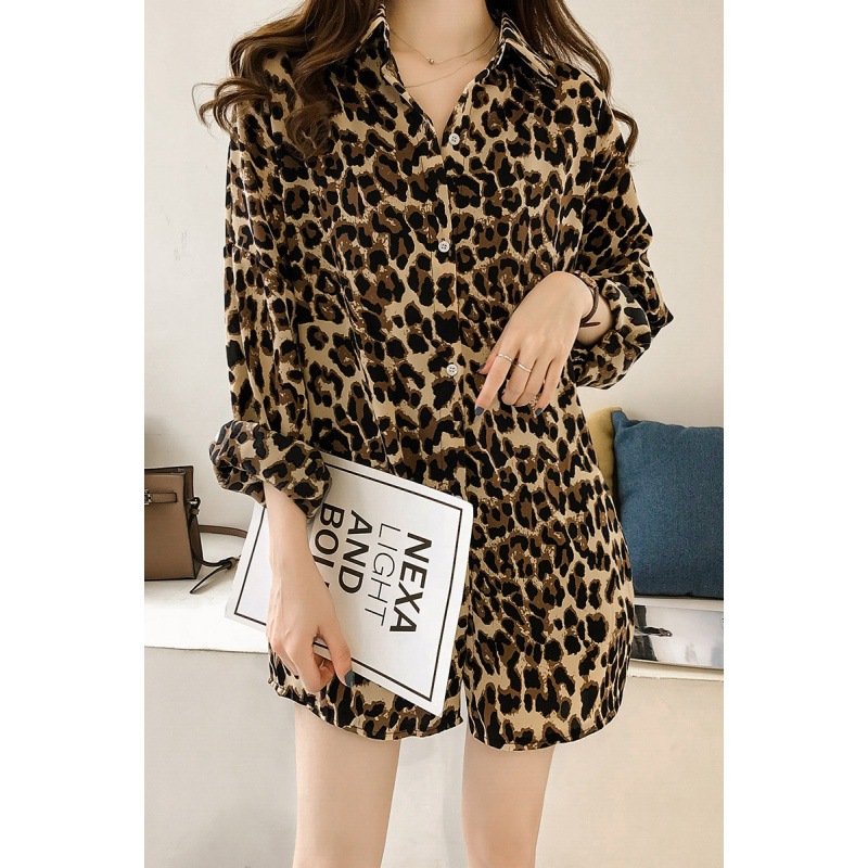 Wholesale-Plus Size XXL New Fashion Sexy Shirt Women Blouses Novelty Leopard Print Blouse Long Sleeve Chiffon Shirts Brand Blouses