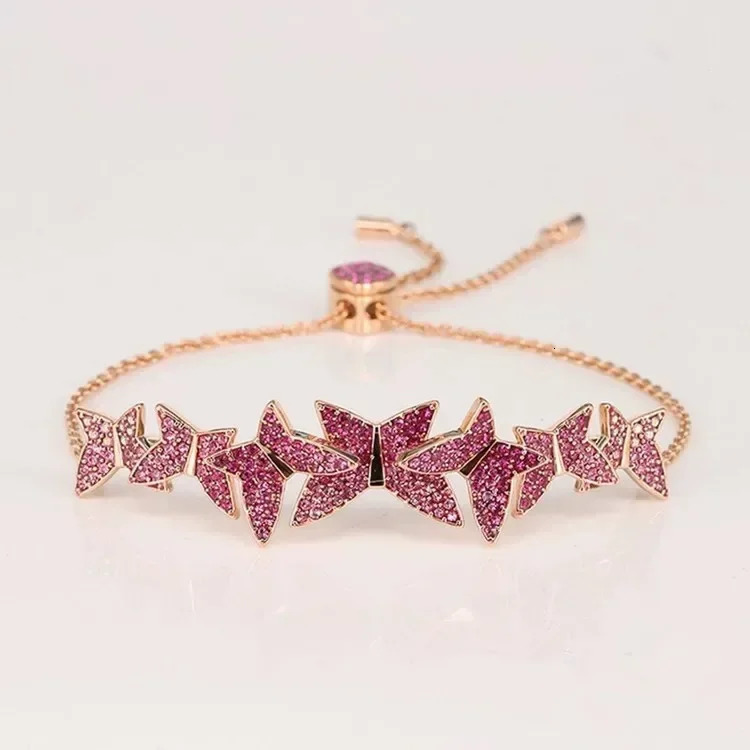 Original 2024 Fine Jewelry Sets Charming Blue Pink Butterfly High Quality Crystal Fashion Womens Necklace Bracelet Earrings 241030