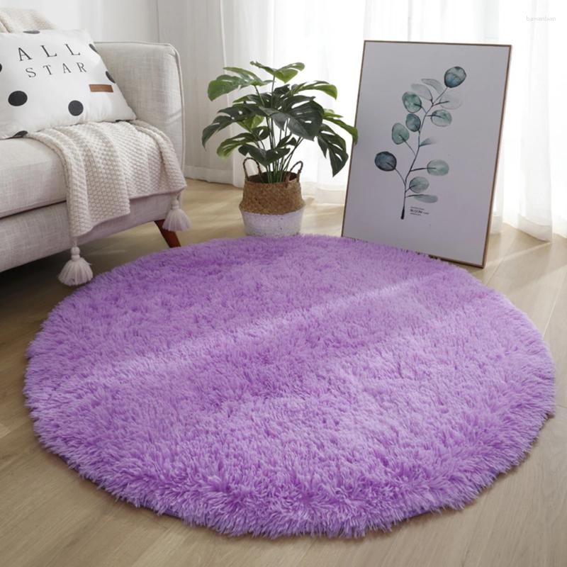Carpets Soft Round Carpet Rug For Bedrooms Living Room Study Tent Solid Color Floor Car Thick Plush Anti Slip Children H260226