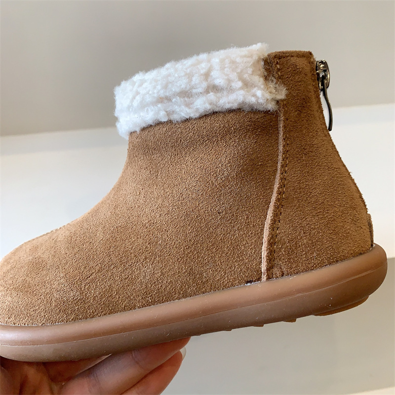 Children's Veet Snow Boots: Warm, Flat, Khaki Ribbon, Brown - Size 22-35