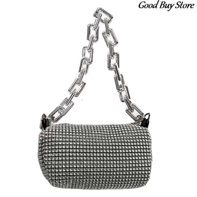 Women Bg Shoulder Bags Rhie Handle Clutch Sier Chains Bag Evening Wedding Wallets Crystal Handbags