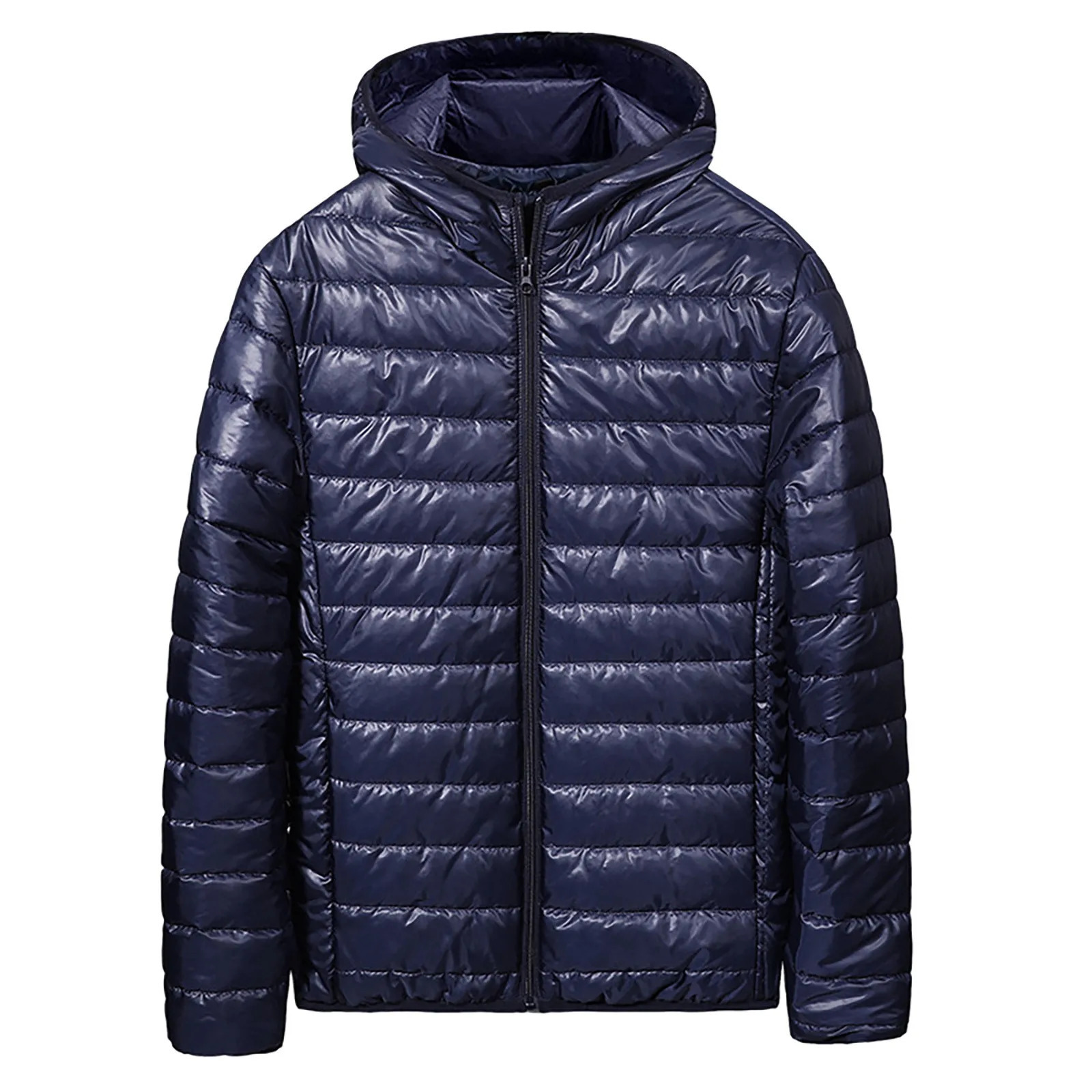 Mens Autumn Winter Light Cotton Padded Jacket Zipper Male Zippered Hat Coat Mens Coats Windproof Bubble Coat Puffer Jackets 241029