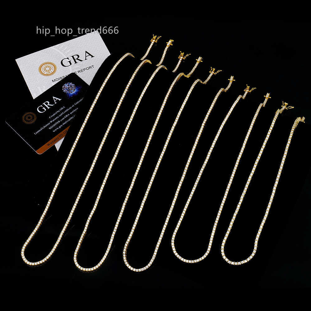 hiphop buckle jewelry lady gold plated 925 sterling silver round shape 2mm mossanite moissanite tennis necklace for women