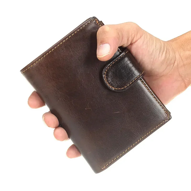 Men Wallet Cowhide Genuine Leather Wallets Coin Purse Clutch Hasp Open Top Quality Retro Short 241029