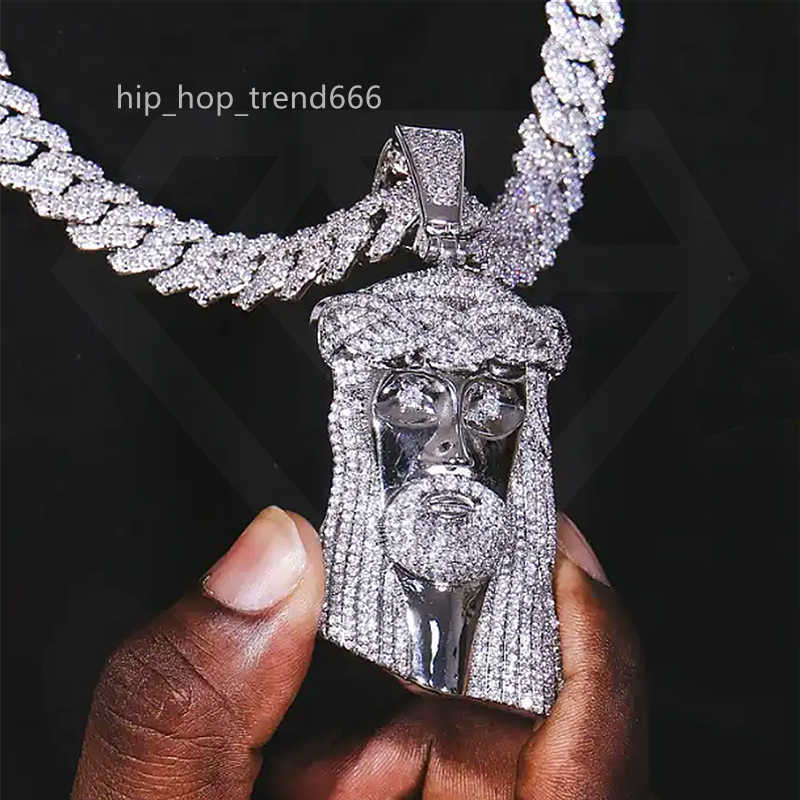 Jesus Face Head Custom Pendant Necklace moissanite Diamond Factory Wholesale Fine Jewelry Christian Jesus Pendant