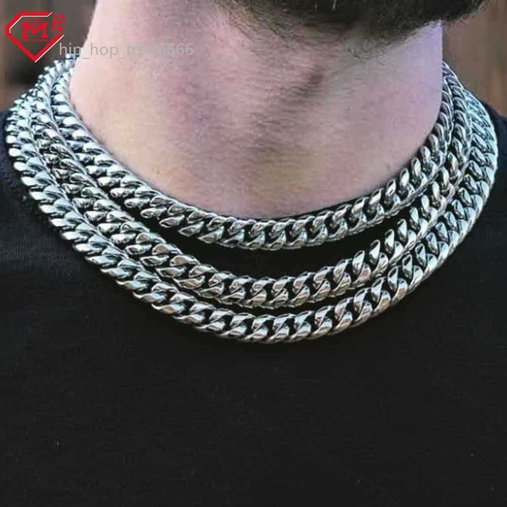 8MM Stock Plain Miami Cuban Link 925 Sterling Silver Customized Size Hip Hop Men Cuban Chains