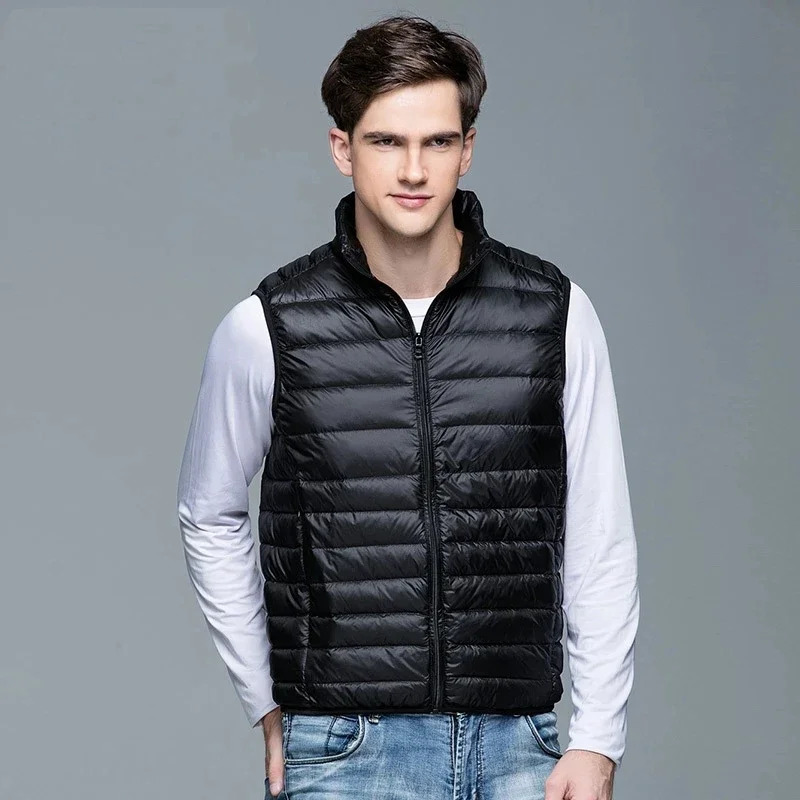 Ultralight Down Vest Men Sleeveless Ultra Light Down Vests Slim Jacket Men Lightweight Windproof Warm Waistcoat Portable 241029