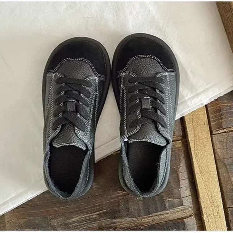 2025 New Spring Single Ugly Cute Women's Small White Comfortable Big Head Shoes Pu Leather