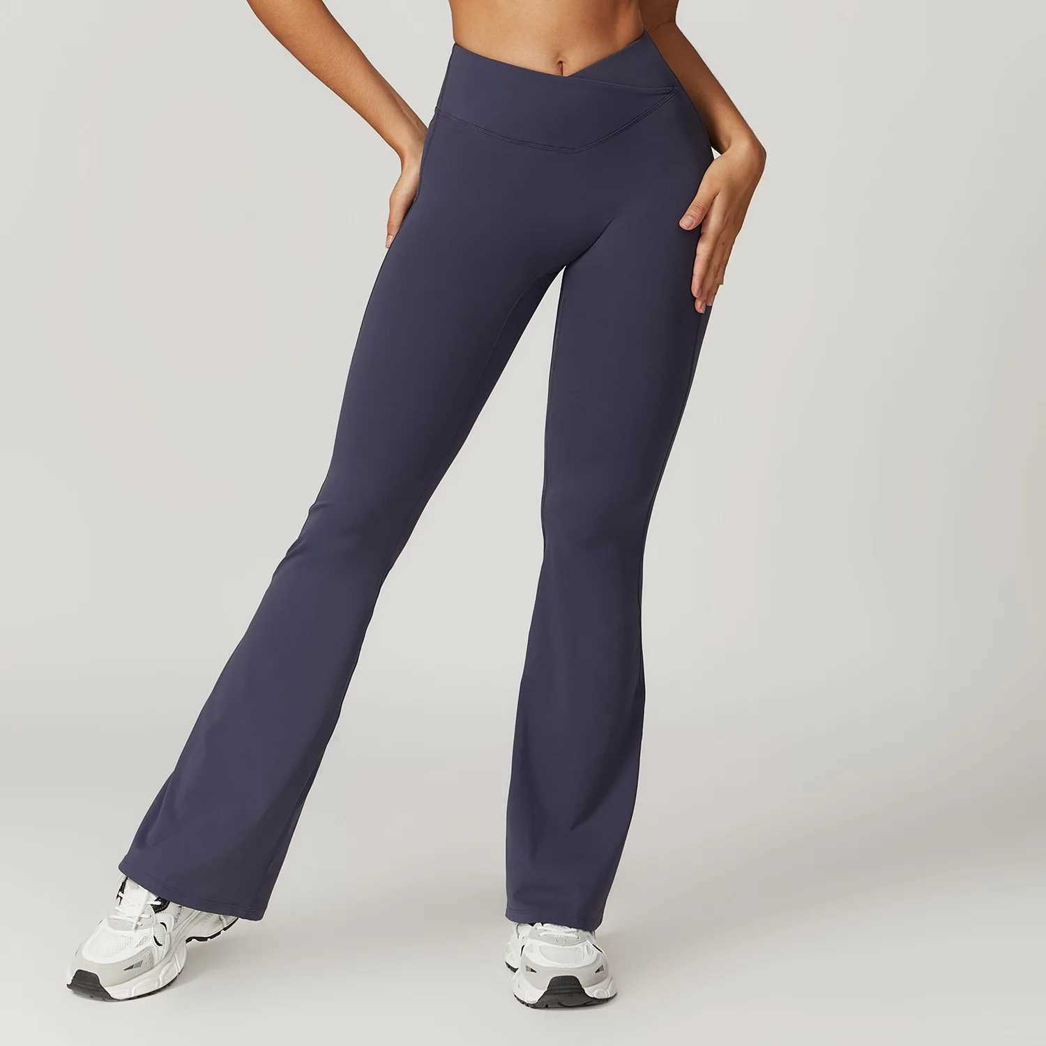 Womens high waisted Flared Pants ultra-thin solid sexy Pants elastic hips lifting tight yoga legs gym exercise running push legs W250326