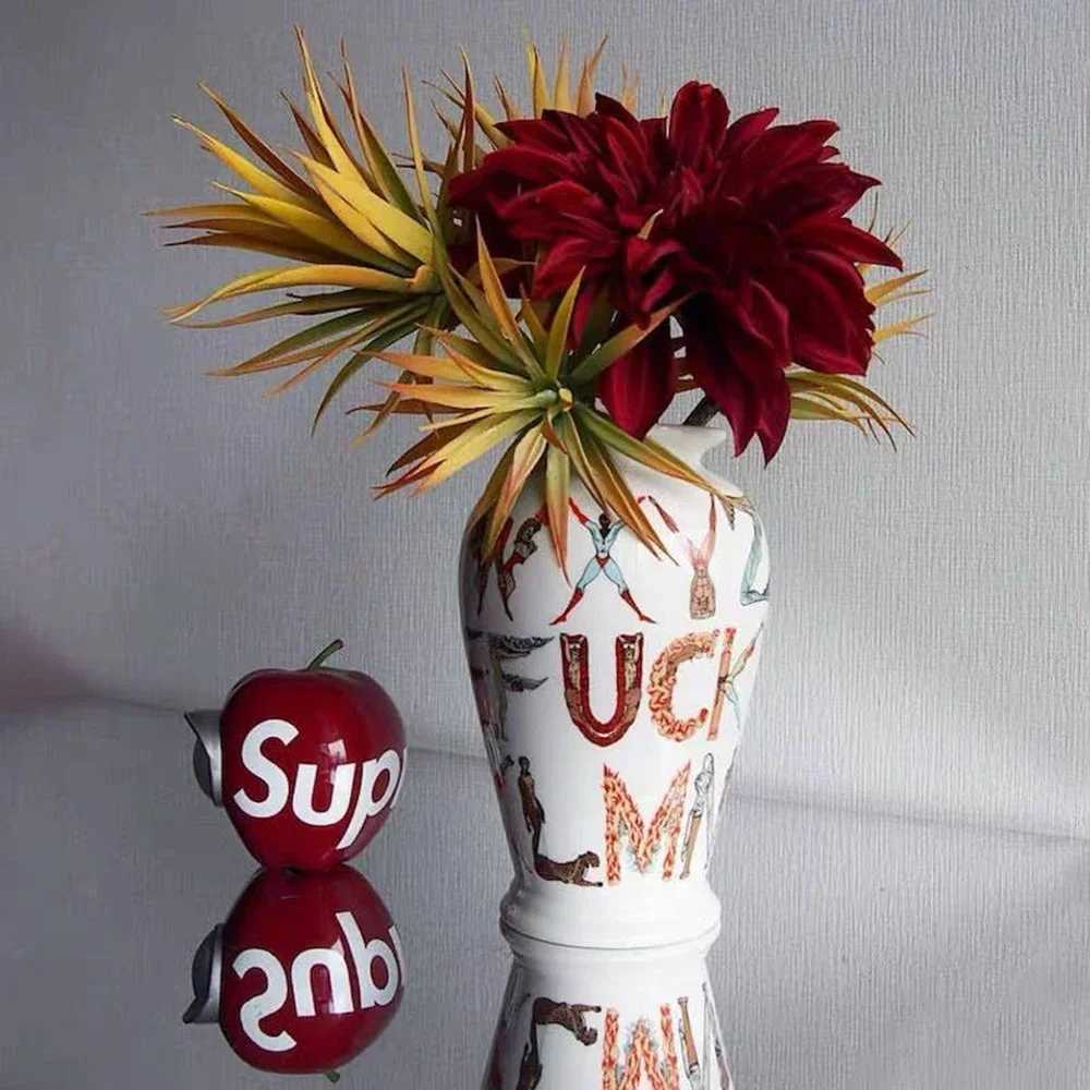 INS ceramic vase super fashionable and cool 18SS Alfabe sweat words decorative art collection decorative flowerpot Y241029