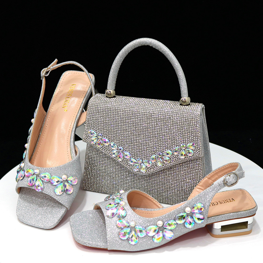 Square toe low heel sandals plus size women's shoes trapezoidal handbag