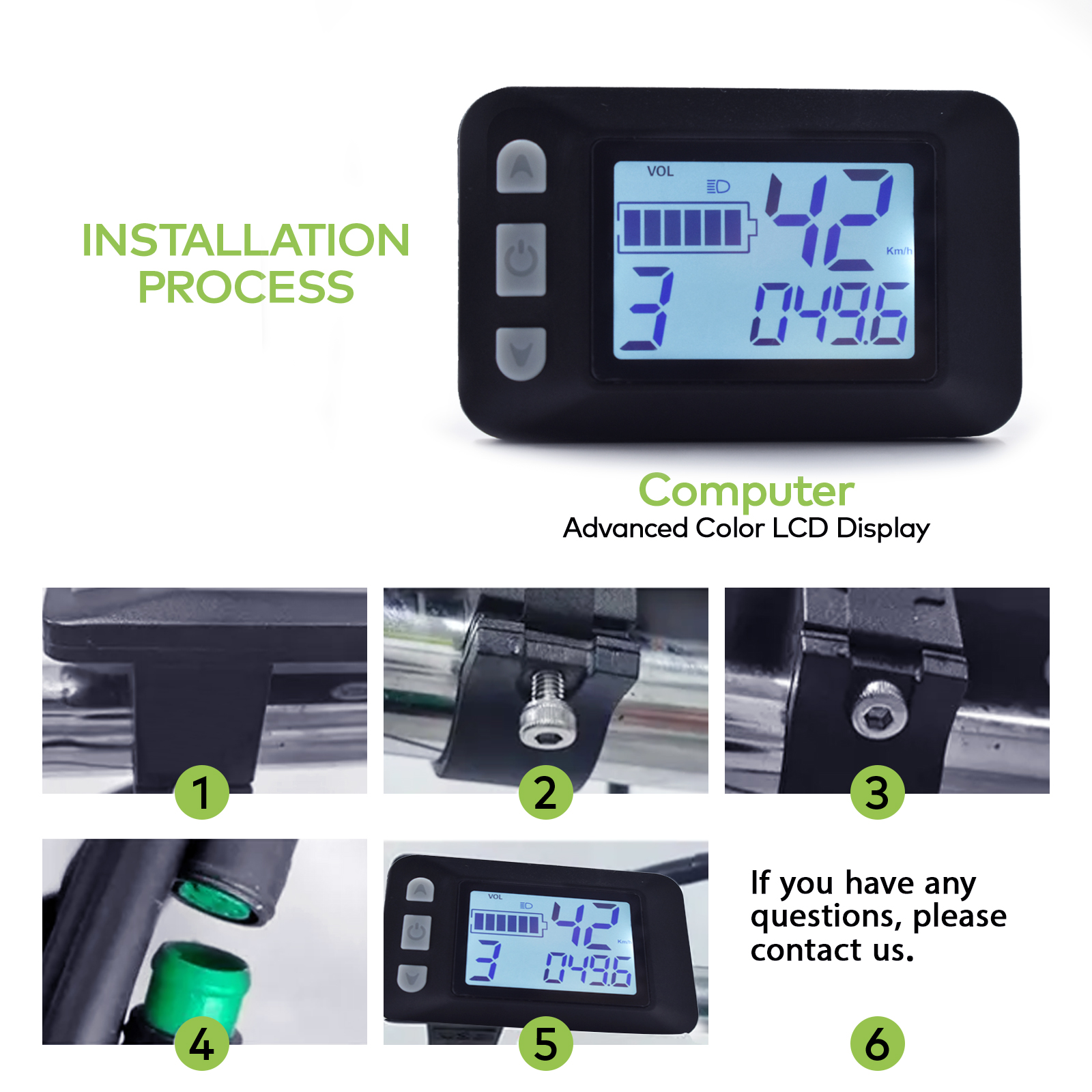P9 LCD Display Dashboard LCD Display Meter LCD Screen 24V 36V 48V 60V Electric Bike Meter For Electric Scooter
