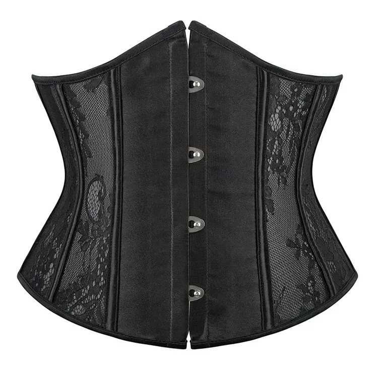 Gothic Sexy Underbust Corset Waist Trainer Slimming Lingerie Shapewear Women Lace-up Girdling Corselete White Body Shaper ClothesXJ250304
