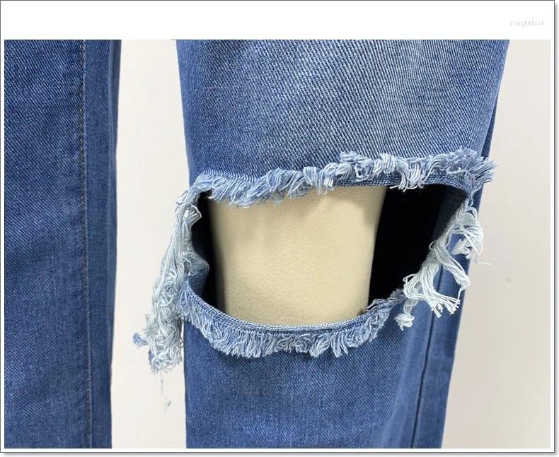 Women's Jeans Straight Ripped Women Fashion Washed Denim Pants High Waist Cowboy Trousers Mom Baggy Jean 2024 Autumn Clothes Pantalones
