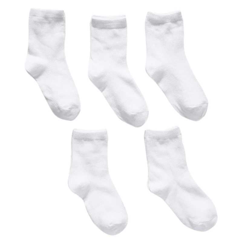 5 pairs of childrens cotton dresses sports socks boys and girls ankle socks white W241030