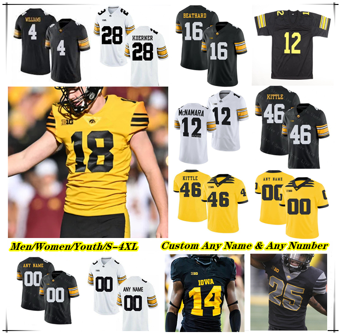 Cade McNamara Iowa College Football Jerseys Kaleb Johnson Luke Lachey Reece Vander Zee Kamari Moulton Jay Higgins Nick Jackson Ethan Hurkett Jermari Harris Gill 5XL