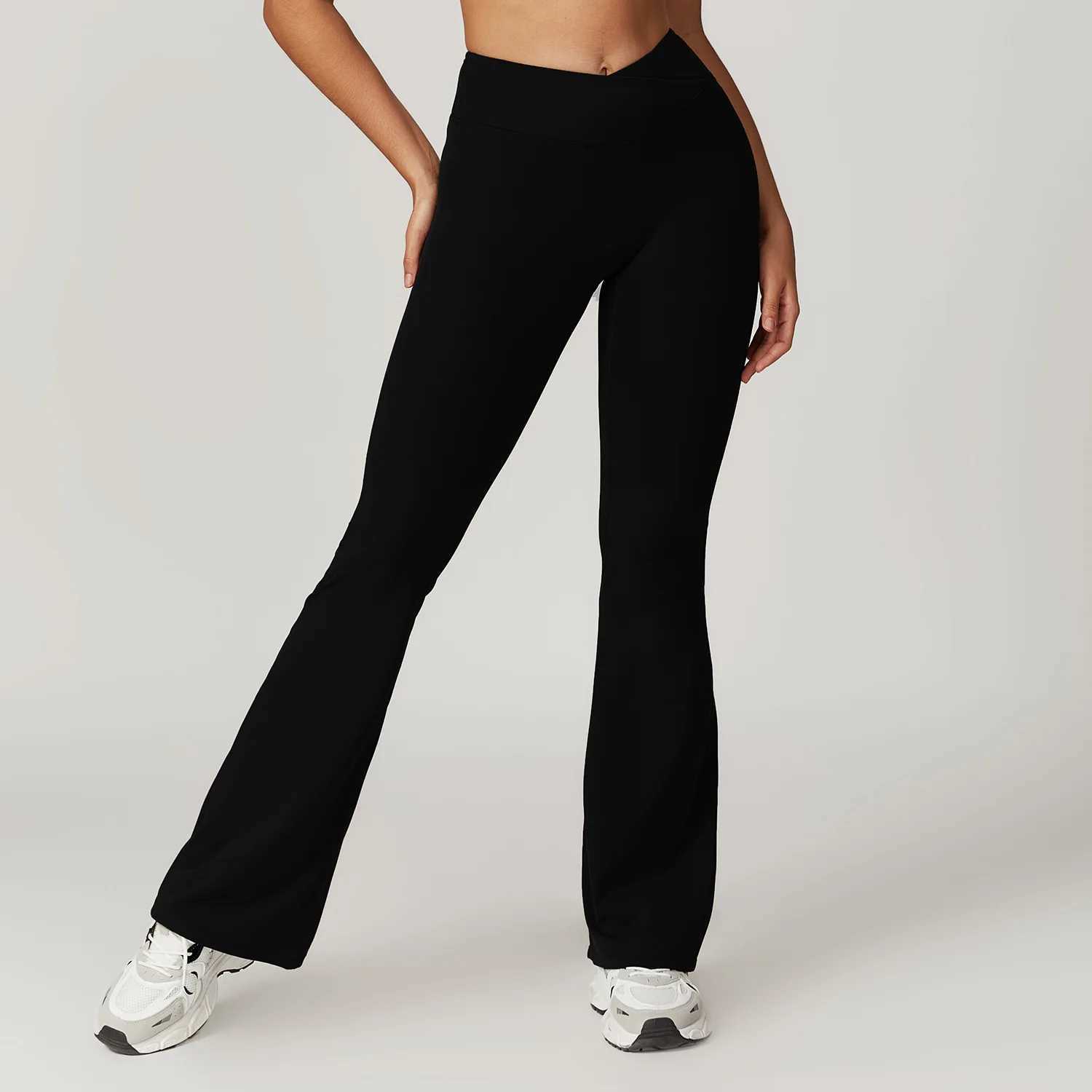 Womens high waisted Flared Pants ultra-thin solid sexy Pants elastic hips lifting tight yoga legs gym exercise running push legs W250326