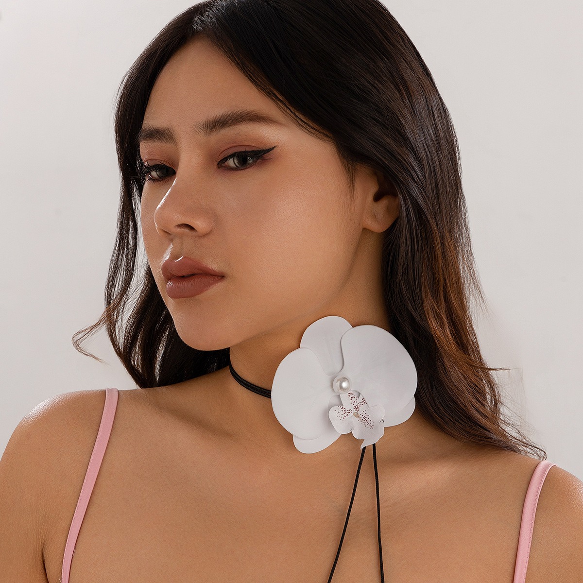 Cross Border Jewelry From Europe and America Butterfly Orchid Flower Necklace Personalized Long Style Wrapped Wax Thread Flower Necklace