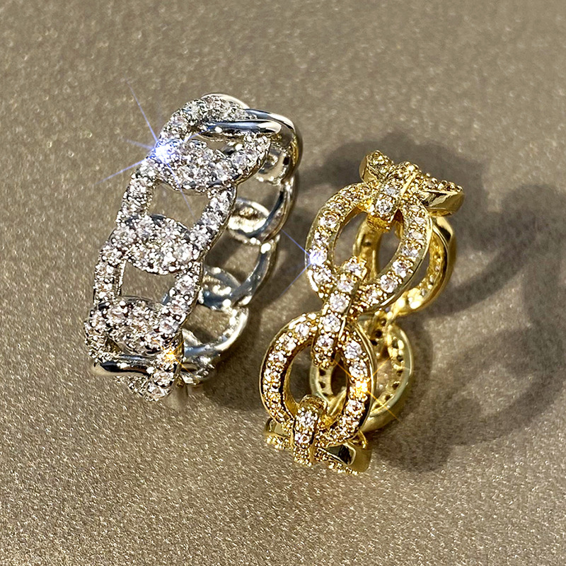 Sterg Sier Gold Fill Pave White Sapphire CZ Dia Cross Ring for Women