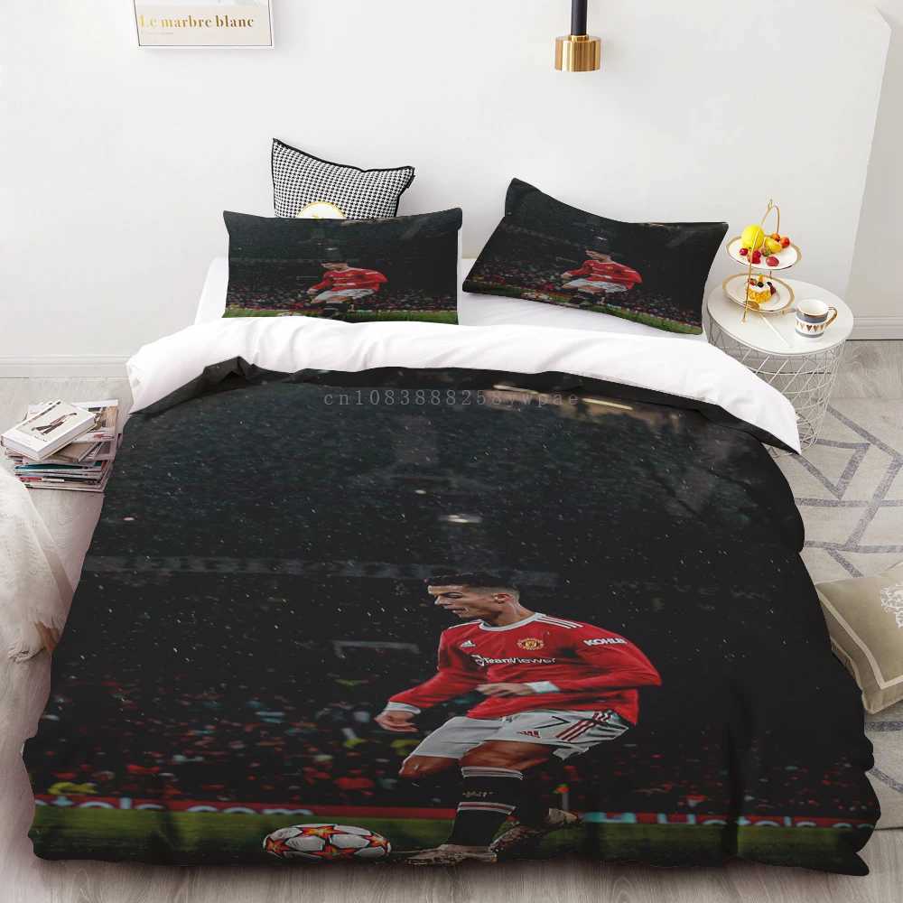 3-piece down duvet cover set football star Ronaldo 3D bedding single double bed decoration lightweight comfortable and soft X241029