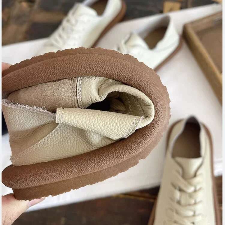 2025 New Spring Single Ugly Cute Women's Small White Comfortable Big Head Shoes Pu Leather