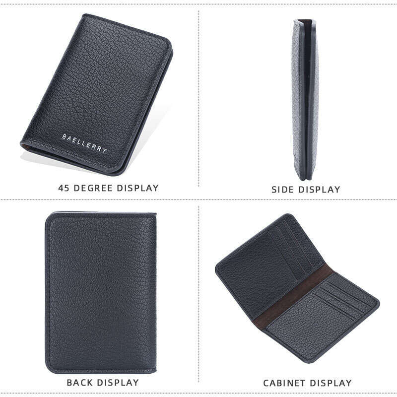 Baellerry Slim Compact Holder Soft Leather Mini Credit Holders Wallet for Men Small ID Card Case Cardholder
