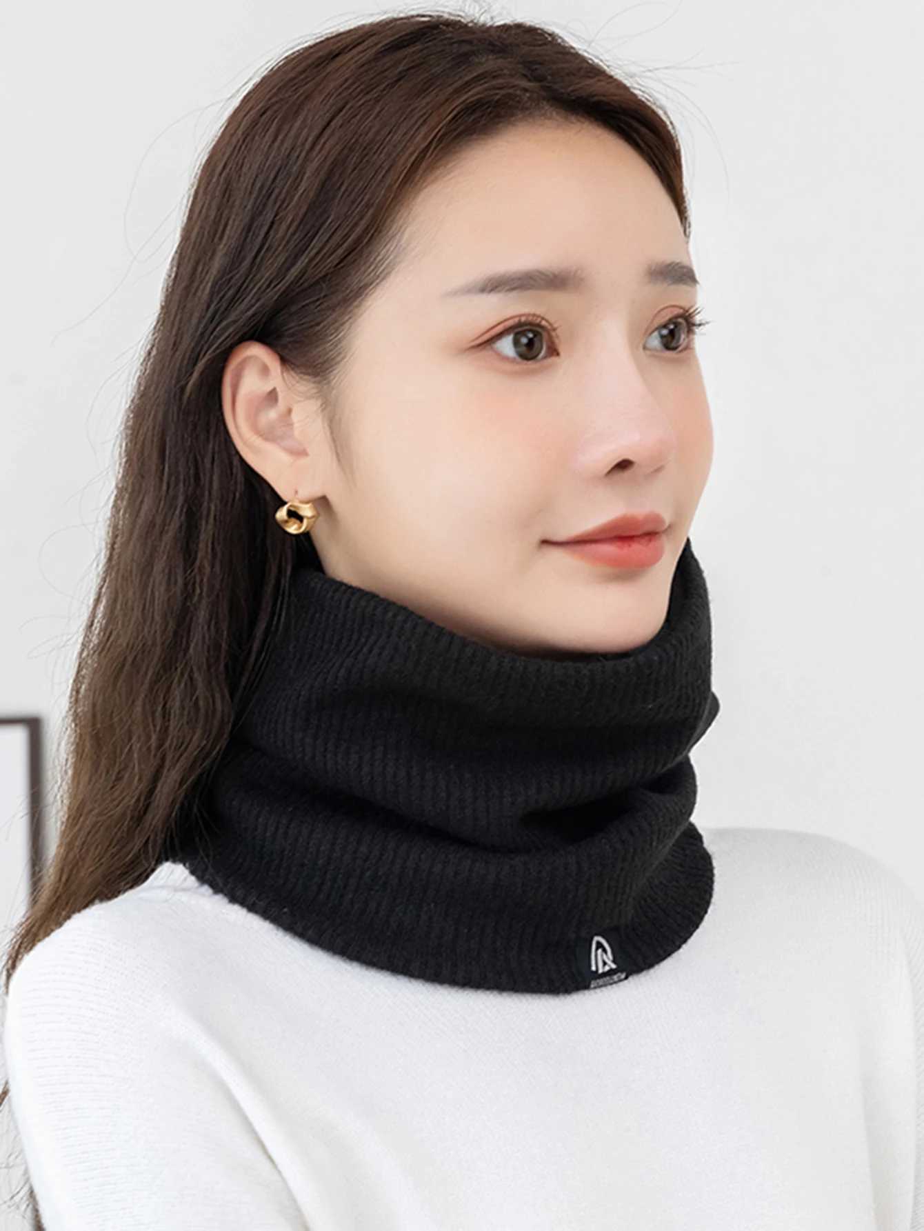 Winter neck with velvet scarf of the same style for men and women warm riding neck wool sleeve knitted cervical protectionX241029