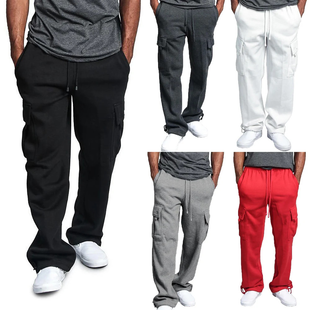 Mens Track Pants Cargo Pants Street Winter Fitness Gym Workout Running Training Exercise Breathable Long Pants 241029