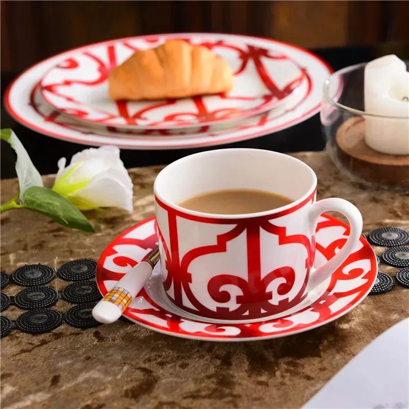 Elegant H Mark Golden Top Grade Bone China Coffee Cup European Tea Set And Saucer Afternoon Drinkware
