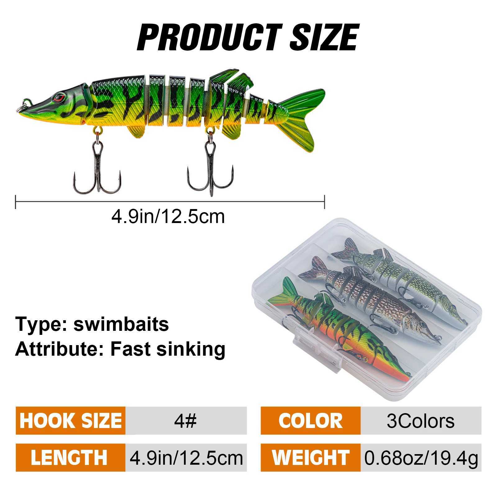 Got 3 pieces/box swimsuit 12.5cm 1.94g fishing Pike Wobbrs artificial bait hard multi link bait with hook W241029