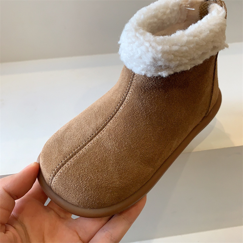 Children's Veet Snow Boots: Warm, Flat, Khaki Ribbon, Brown - Size 22-35
