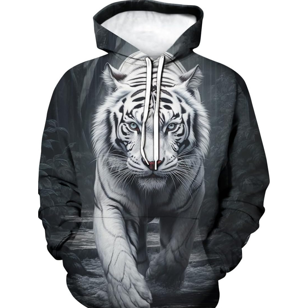 Men's hoodie Women's novelty white Tiger graphic hoodie Cool hoodie sweatshirt pullover for men graphic white tiger hoodie sweatshirt with l