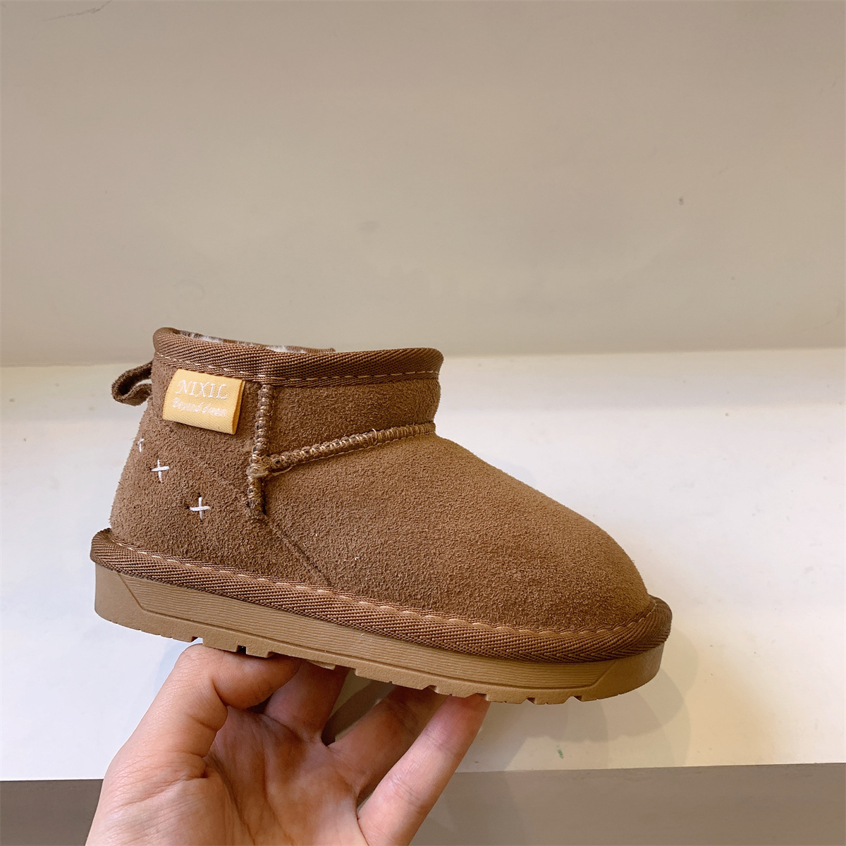 Children's Snow Boots: Warm Veet, Winter Outdoor Shoes, Apricot, Black or Camel, Sizes 22-35